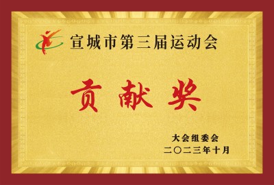 宣城市第三屆運(yùn)動會貢獻(xiàn)獎